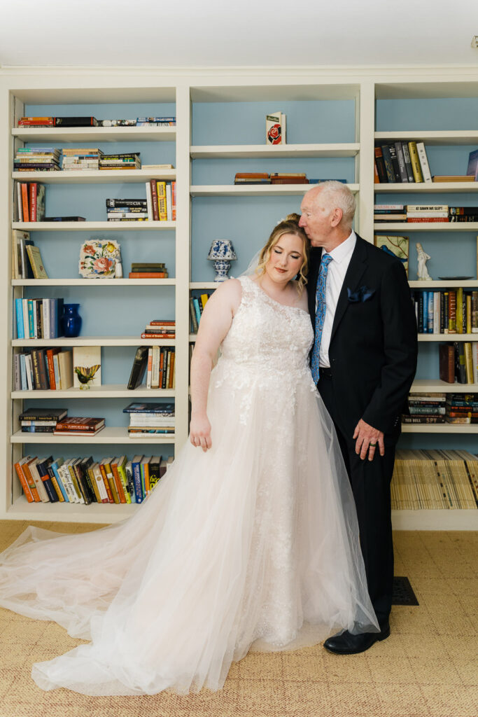 Bride first look with dad at Succop Nature Park 