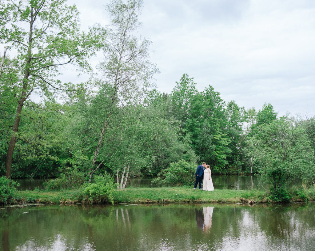 Bride and groom walking away shot Butler County