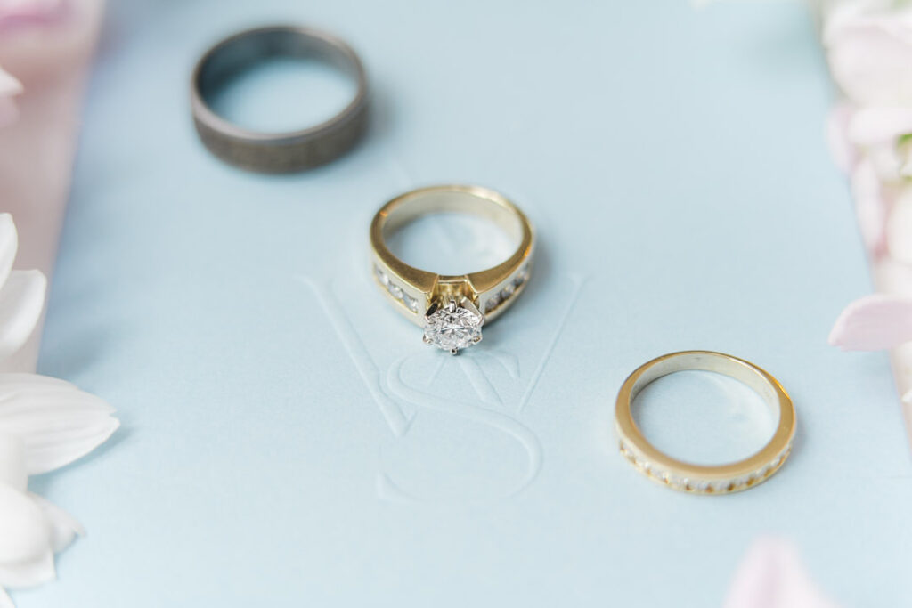 Wedding rings detail shot Succop Nature Park wedding