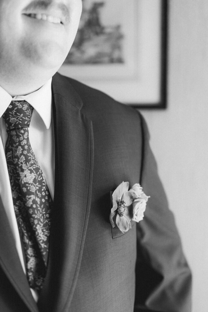 Boutonniere detail shot Pennsylvania wedding