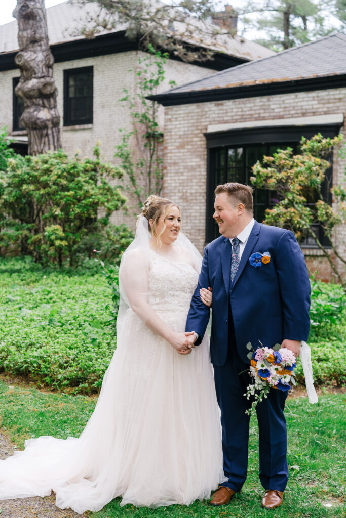  Bride and groom candid laughter Succop Nature Park