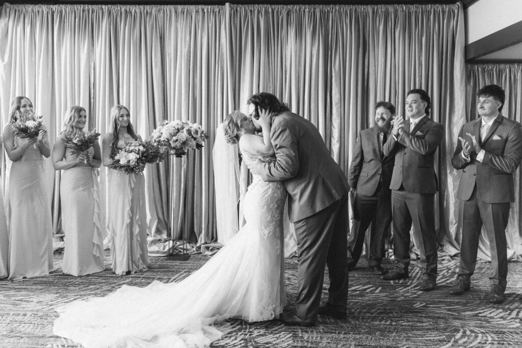 Sheraton Station Square wedding ceremony in Waterfront Room with skyline views