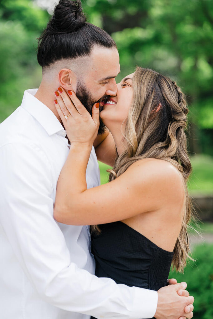 Romantic Pittsburgh engagement photos outside The Frick